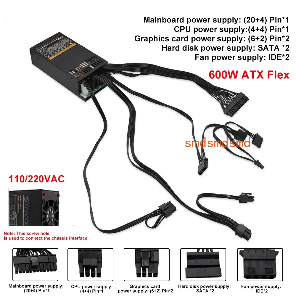 แหล่งจ่ายไฟแบบโมดูลาร์ 600W ขน - Flex Atx Power Supply 600W 1U บทวิจารณ์และราคา